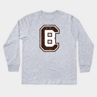 CB Football Monogram - Orange Kids Long Sleeve T-Shirt